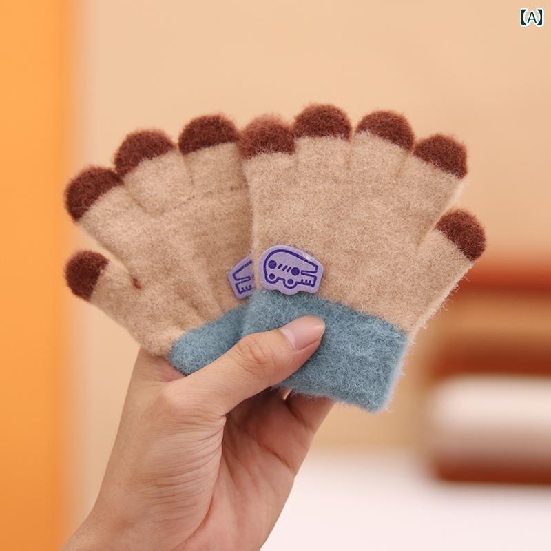 手袋 子供 5本指 冬 防寒 暖かい 男の子 女の子 厚手 自転車 アウトドア 普段使い ワニ うさぎ くま カーキ 紺 黄 かわいい