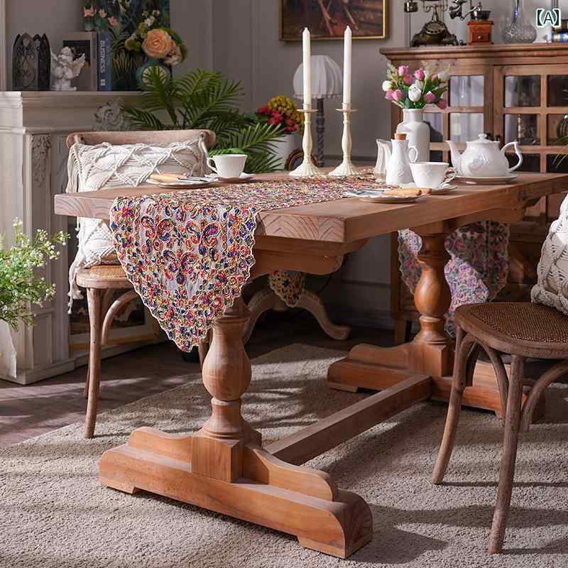 テーブル ランナー おしゃれ カラフル ロープ 刺繍 アメリカン レトロ ロング クロス ゴージャス エスニック ヨーロッパ キャビネット ダイニング チェスト カバー