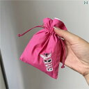 巾着 ポーチ 小物入れ おしゃれ 収納 実 整理整頓 便利 袋 馬 刺繍 綿 生地 小さめ ミニ 化粧品 コンパクト 使いやい ピンク(4)