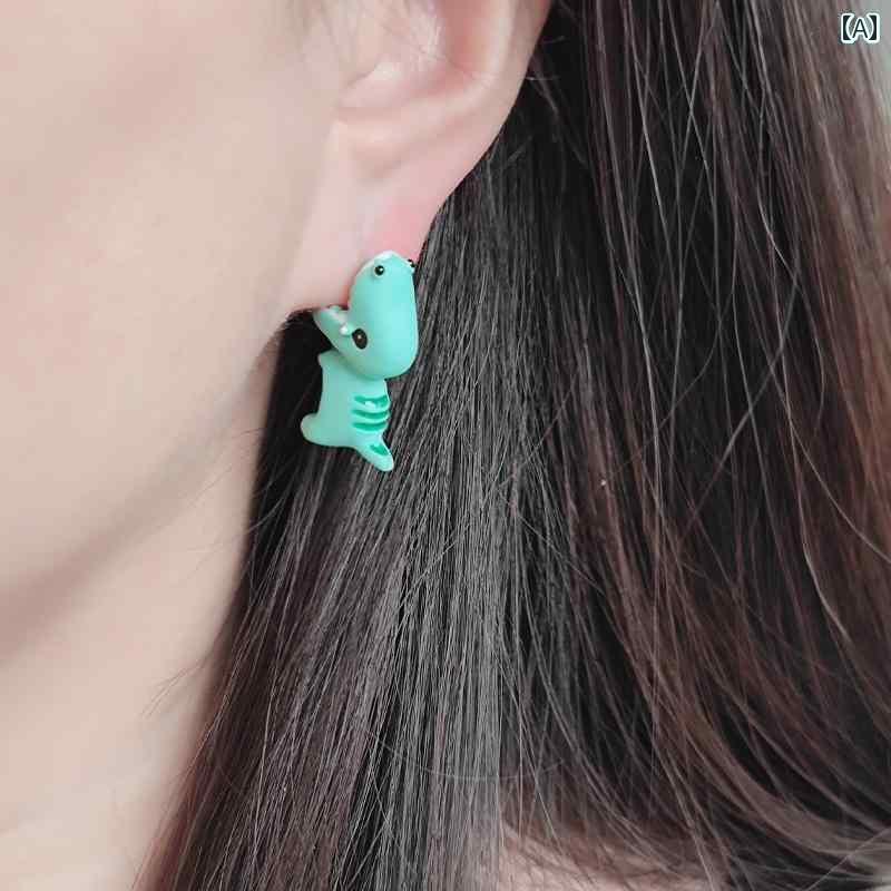 ピアス かわいい 韓国 噛みつき 楽しい おもしろい 小さい 動物モチーフ ユーモア アクセサリー 恐竜 犬 魚 レディース メッキ 個性