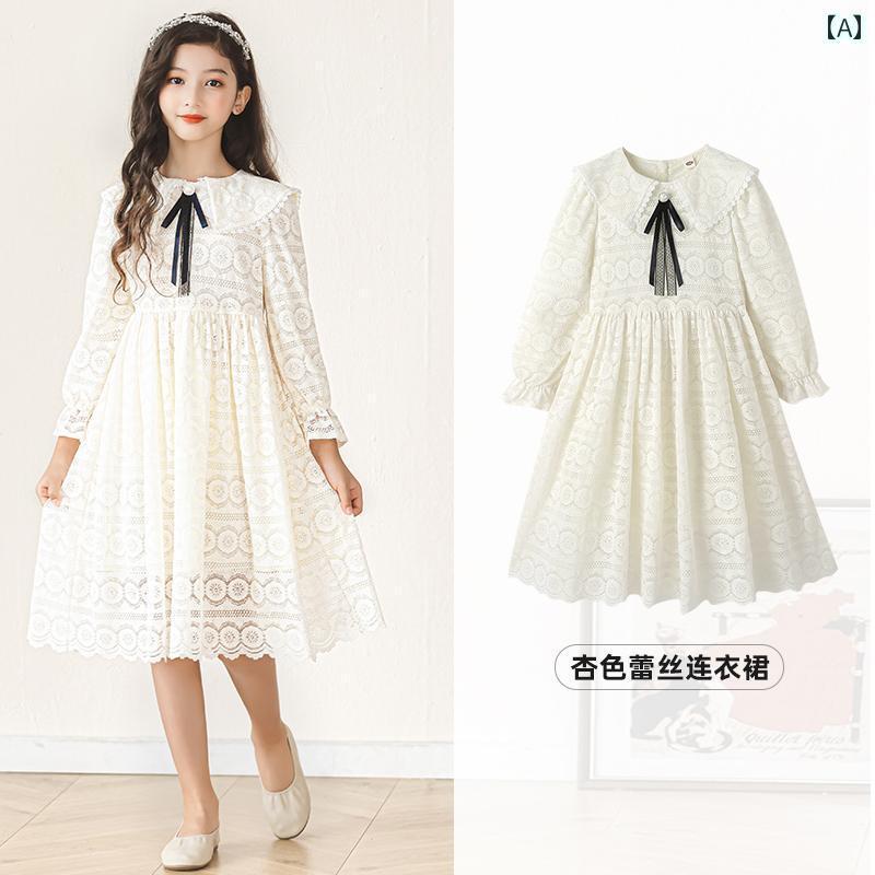 ワンピース キッズ かわいい 女の子 春 ドレス レース スカート プリンセス 大きめサイズ フォーマル ..