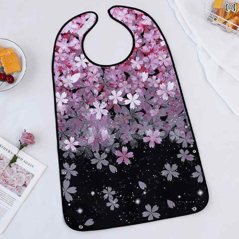 介護エン 食事 大人 シニア メンズ レディース兼 通気性 防水 耐油 施設 老人ホーム 入院 食べこぼし キャッチ おしゃれ 花柄