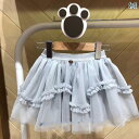 チュール ふんわりスカート キッズ 春夏 女の子 ミニ丈 Aライン メッシュ フリル プリンセス かわいい 青 グレー ピンク 発表会 ステージ 衣装