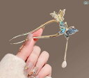 かんざし 洋服 おしゃれ 髪飾り ヘア アクセサリー 華やか ファッション 小物 シェル バタフライ タッセル U字型 ピン レトロ レトロ
