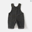 子供 サロペット オーバーオール 春 メンズ レディース兼 キッズ 幼児 デニム 長ズボン ロング パンツ ポケット シンプル カジュアル 黒 青(4)