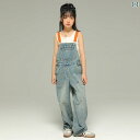 子供 サロペット オーバーオール キッズ 女の子 春秋 デニム 長ズボン ゆったり レトロ アメリカン ストレート ワイド パンツ バイカラー シンプル カジュアル