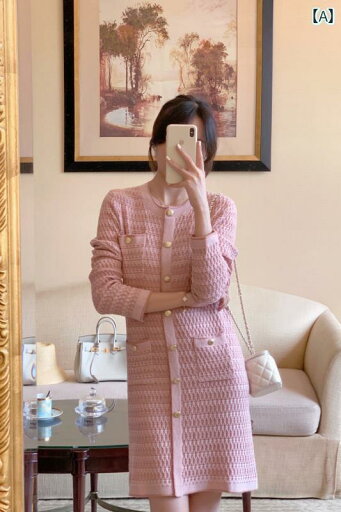 ワンピース 春秋 レディース ニット 長袖 フレンチ ラウンドネック ミニ丈 かわいい シンプル ピンク 黄 ボタン ポケット スリム フィット ワンピース 春秋 レディース ニット 長袖 フレンチ ラウンドネック ミニ丈 かわいい シンプル ピンク 黄 ボタン ポケット スリム フィット