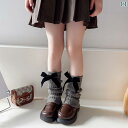 レッグウォーマー キッズ ファッション 子供 靴下 厚手 暖かい 冬 女の子 ニット ロング リボン かわいい グレー 黒 白
