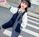 オーバーオール キッズ 女の子 ベビー 春秋 サロペット ロングパンツ デニム ポケット トップス 長袖 ラウンドネック セットアップ かわいい カジュアル パ...