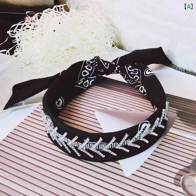 チョーカー レディース ネックレス アクセサリー 首飾り 太め ギフト 韓国 スカーフ バンダナ ラインストーン キラキラ カジュアル ユニーク 黒 白 赤
