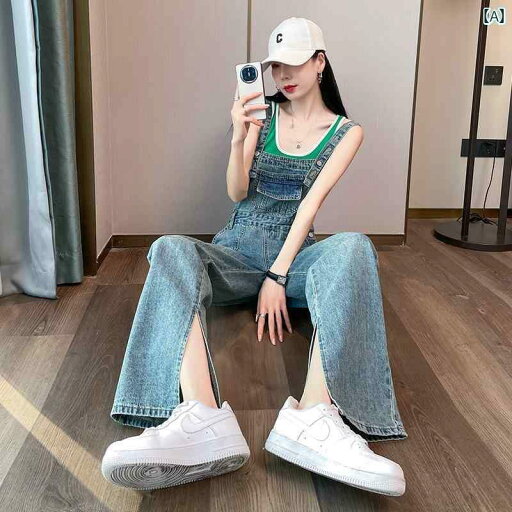 オーバーオール サロペット レディース 春秋 デニム パンツ ロング ストレート ワイドレッグ スリム シンプル カジュアル スタイリッシュ ストリート 青 オーバーオール サロペット レディース 春秋 デニム パンツ ロング ストレート ワイドレッグ スリム シンプル カジュアル スタイリッシュ ストリート 青