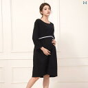 マタニティ ワンピース きれいめ フォーマル Aライン レディース 膝丈 七分袖 ラウンドネック フレア ストレッチ 授乳 ファスナー 体型カバー 着痩せ エレ...