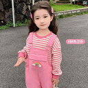 サロペット キッズ 女の子 レインボー オーバーオール セット 子供 春秋 ベビー ロング 通気性 柔らかい 快適 韓国 かわいい ピンク 黄