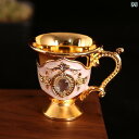 ティーカップ 金属 おしゃれ レトロ 宮殿 酒 飲み物 ハンドル 家庭 ギフト プレゼント 落下防止 ヨーロッパ ゴールド シルバー 赤