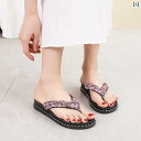 ビーチサンダル レディース トング 靴 春夏 韓国 厚 滑りにくい フラット チック 海 屋外 リゾート ビーズ キラキラ かわいい ピンク シルバー 黒