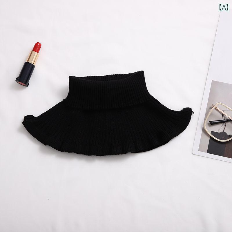 つけ襟 キッズ 子供 フェイクカラー 韓国 プルオーバー タートルネック 秋冬 暖かい ストレッチニット スヌード ストレッチ性 保温 おしゃれ 黒 白 グレー