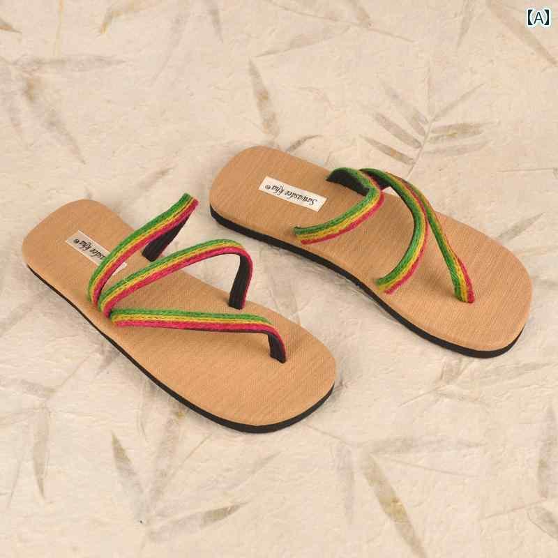 サンダル 麻 レディース アンティーク調 リネン素材 スリッパ カジュアル エスニック ビーチ 通気性 滑りにくい 履きやい 大きめサイズ