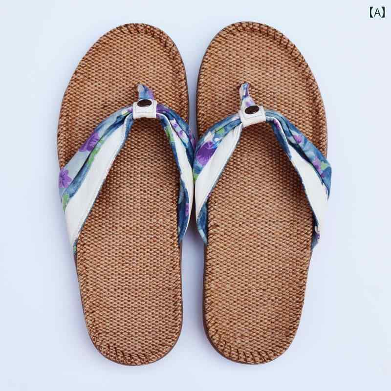 スリッパ 室内履き レディース 亜麻 家庭 ビーチサンダル 夏 通気性 涼しい フラット 滑りにくい 大きめサイズ カジュアル シンプル 白