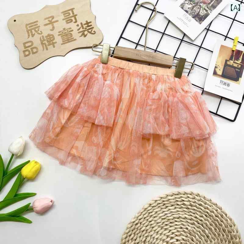 子ども服 女の子 夏 キッズ レース プリンセス ティアードスカート 裏地 薄手 おしゃれ Aライン ふんわり リゾート 花 オレンジ