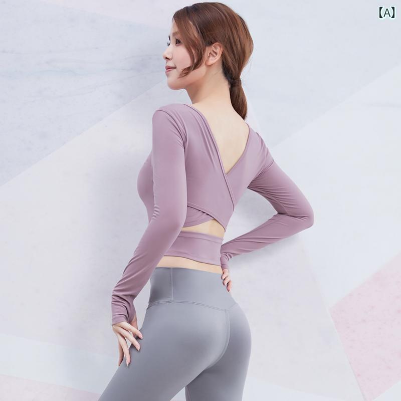 フィットネスウェア レディース 半袖 カップ 夏 トップス セクシー ヨガ ランニング トレーニング スポーツ クロップド タイト 速乾 Tシャツ 紫 緑 白 吸湿 ストレッチ