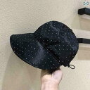 キャップ レディース おしゃれ 夏 日焼け防止 帽子 ラインストーン キラキラ 薄手 つば広め 調節可能 ガーデニング ウォーキング レジャー シンプル カジュアル 黒 白 シャンパンカラー
