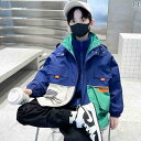 ウインドブレーカー キッズ 男の子 子供服 ジュニア 春秋 上着 アウター ジャンパー カジュアル アウトドア スポーツ 遠足 ジップアップ フード 大きめサイズ おしゃれ 青