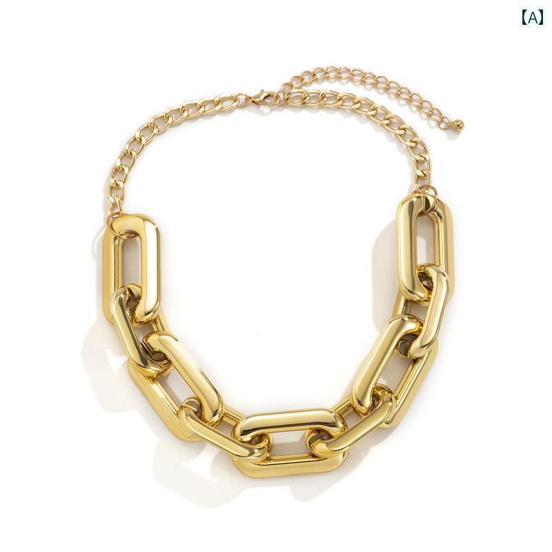 チョーカー レディース シルバー ゴールド 大ぶり ネックレス 首飾り アクセサリー 光沢 チェーン アメリカ パフォーマンス ダンス おしゃれ