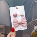 ヘアアクセサリー リボン 子供 キッズ 女の子 髪飾り プレゼント ミニ クリップ ピン セット ハート シンプル かわいい 赤 青 緑