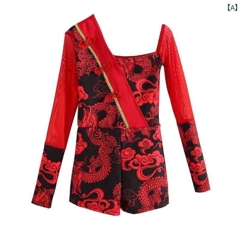 ダンス衣装キッズ ヒップホップ パフォーマンス 中国風 女の子 上下セット トップス キュロット ロング..