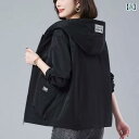 ウインドブレーカー レディース 春秋 おしゃれ カジュアル アウトドア 通勤 薄手 フード ジップアップ 長袖 大きめサイズ 黒 青 カーキ