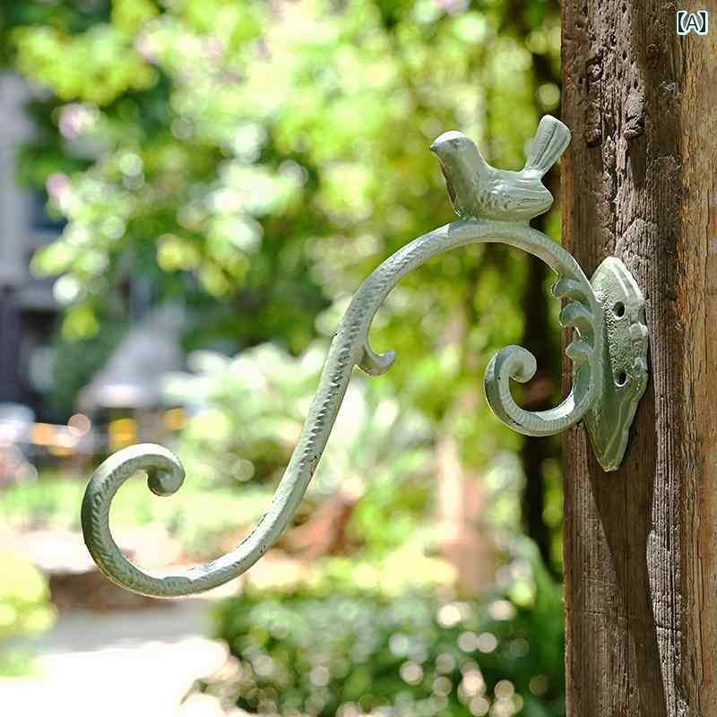 ガーデニング 壁掛け フック おしゃれ 雑貨 鋳鉄 屋外 塀 収納 ハンギング ケージ コート 植木鉢 オーナメント アンティーク調 鳥 緑 白 ブロンズ