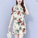 ジャケット ショートパンツ セットアップ レディース 夏 i薄手 半袖 シャツトップス 半ズボン ラフ カジュアル かわいい 大きめサイズ 花柄 アイボリー