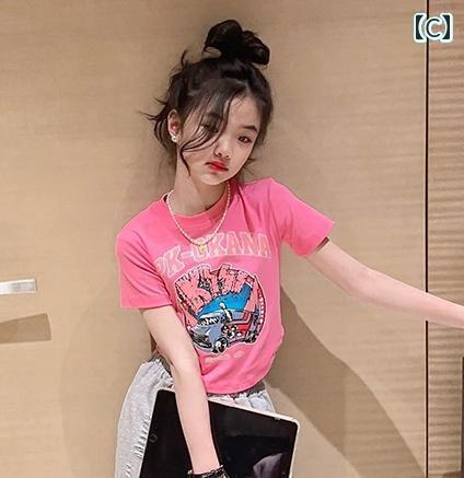 へそ出し トップス キッズ 女の子 半袖 長袖 Tシャツ パンツ 夏 ショート ラウンドネック クロップド スウェット コットン ダンス ヒップホップ ストリート ジャズ パフォーマンス 衣装 練習 おしゃれ クール プリント ブラック ホワイト ピンク
