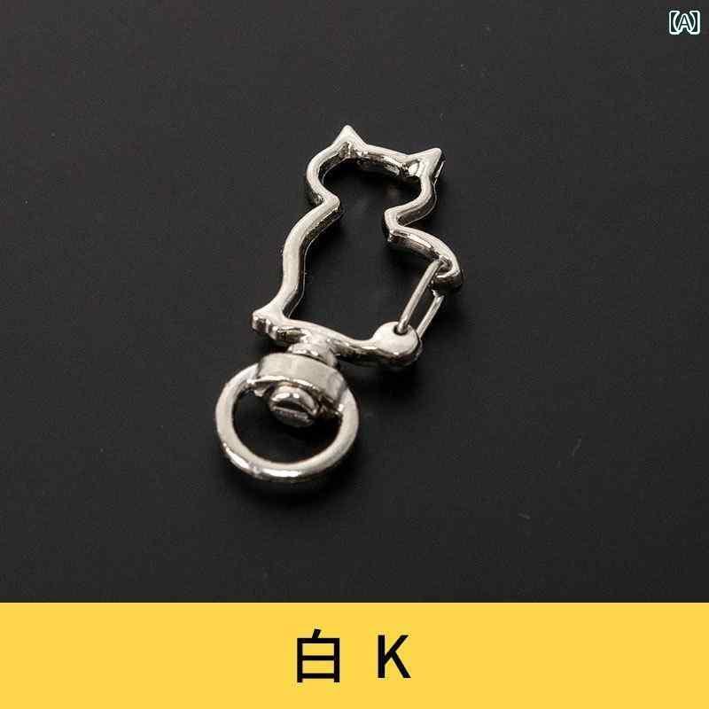 バッグ ナスカン 手 カラビナ キーホルダー 留め金具 亜鉛合金 メッキ 猫型 スプリング リング アクセ..