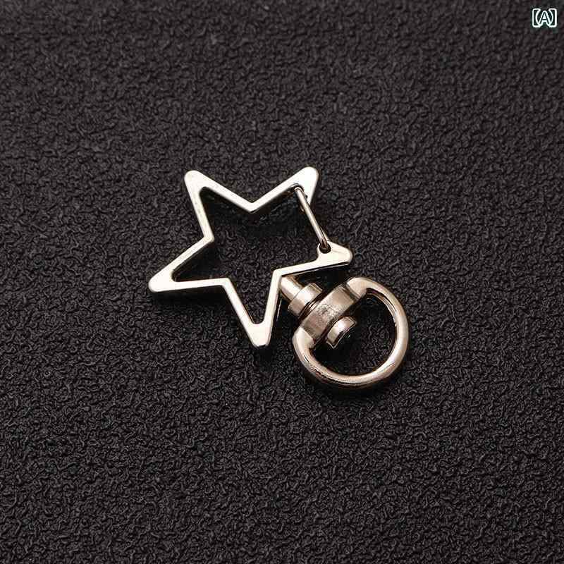 バッグ ナスカン 手 カラビナ キーホルダー 留め金具 亜鉛合金 メッキ 猫 星 ハート スプリング リング..