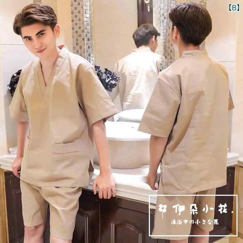 サウナ服 温泉 旅行 リラクゼーション レディース 綿 綿麻 カップル セット 綿 肥大 メンズ