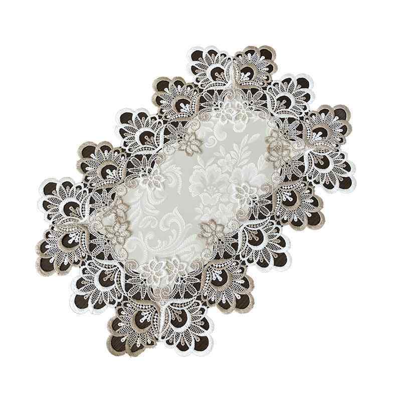 テーブルセンタークロス レース メッシュ 風 ドイリー ランチョンマット ダイニング リビング チェスト..