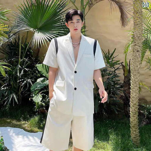 セットアップ メンズ 夏 半袖 韓国 ジャケット ボタン ポケット ハーフパンツ ゆったり モノトーン 白 黒 カジュアル シンプル おしゃれ セットアップ メンズ 夏 半袖 韓国 ジャケット ボタン ポケット ハーフパンツ ゆったり モノトーン 白 黒 カジュアル シンプル おしゃれ
