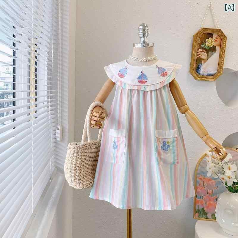 ワンピース 女の子 春夏 ノースリーブ 韓国 キッズ 子供服 Aライン 膝上丈 カジュアル 旅行 ビーチ フ..