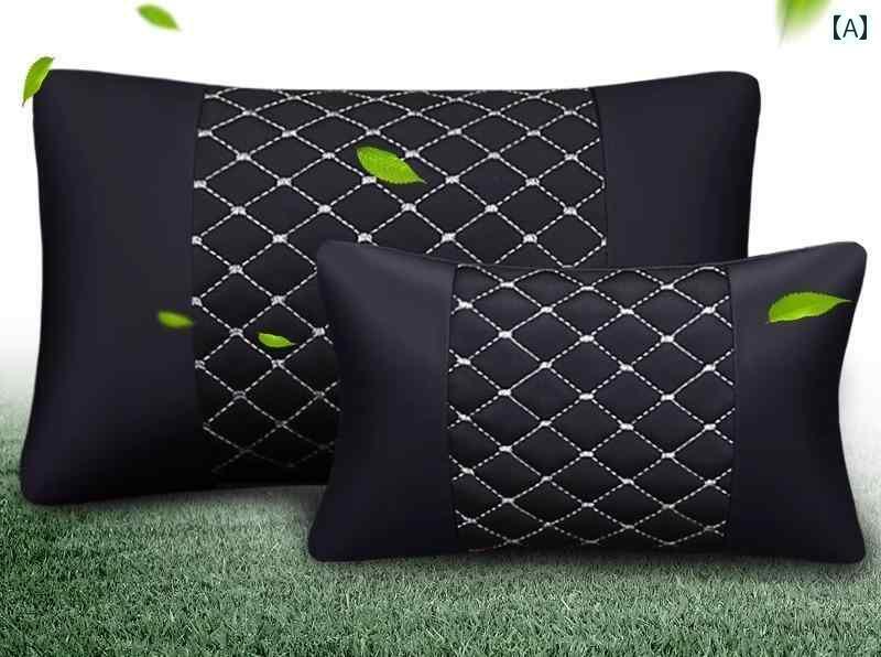 車 クッション 首 腰 セット ネックピロー PUレザー ゴムバンド 通気 弾力性 ソフト 快適 疲労軽減 長距離運転 旅行 オールシーズン おしゃれ 柄 黒 ベージュ 茶