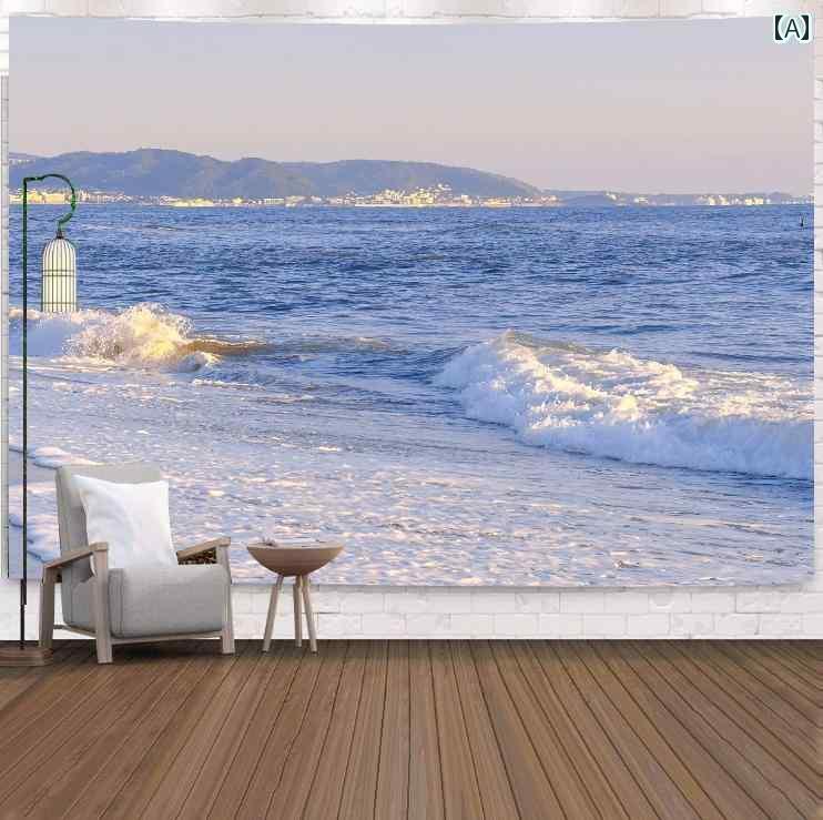 タペストリー 海 北欧 韓国 長方形 吊り下げ インテリア 寝室 リビング 装飾 撮影 背景布 フランネル アート シンプル モダン おしゃれ 海辺 家中 夕日