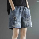 ダメージ デニム ショートパンツ レディース 大人 大きめサイズ ハイウエスト ズボン ボトムス ジーンズ Gパン 春夏 韓国 柔らかい ゆったり ワイド 着&...