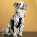 犬 大きめサイズ レインコート 四本足 フード ペット ロングコート 防水 軽量 反射性 散歩 かっこいい 撥水 黒 グレー