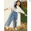 キッズ 女の子 デニム パンツ 春秋 ボトムス ダメージ加工 ジーンズ ロング ポケット ウエストゴム ストレッチ性 通気性 肌に優しい 耐摩耗 着回し カジュ...