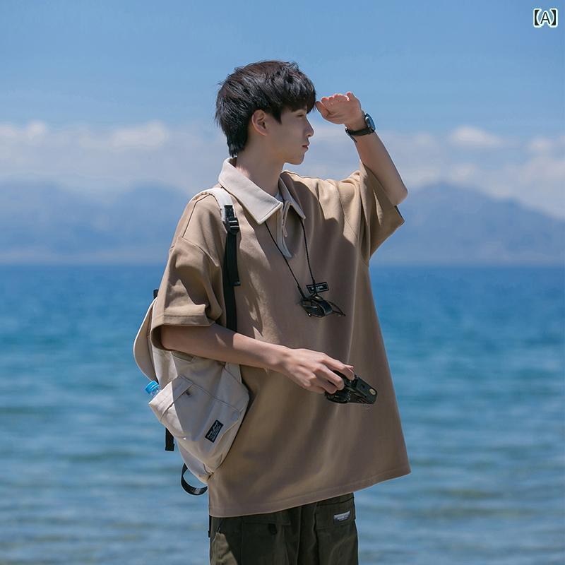 ポロシャツ 半袖 メンズ おしゃれ ゆったり メンズ 夏 ハーフ ジップアップ カジュアル 大きめサイズ ..