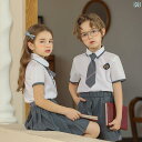 制服風 衣装 キッズ 男の子 女の子 半袖 イギリス風 夏 JK 子供服 セットアップ プリーツ スカート ショートパンツ シングルブレスト グレー
