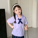 制服風 衣装 キッズ 春夏 女の子 JK 半袖 セットアップ プリーツ スカート ウエストゴム りぼん 薄手 卒業式 シングルブレスト コットン 青 紺 黒