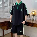 こども ポロシャツ 半袖 夏 レジャー 男の子 中学生 スポーツ 上下セット ハーフパンツ 通気性 吸汗性フィット 柔らか ストレッチ性 大きめサイズ カジュア...