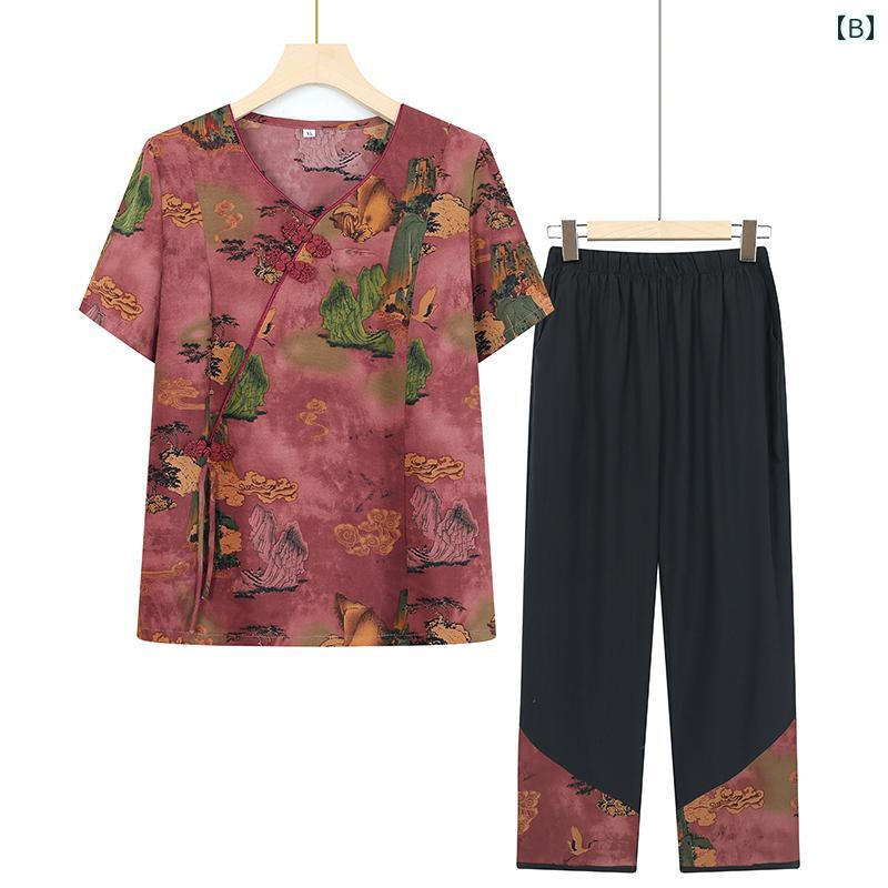 セットアップ レディース ファッション 夏服 2点セット ブラウス トップス パンツ 大きめサイズ