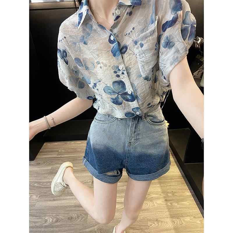 セットアップ レディース 夏 カジュアル 運動着 おしゃれ 小柄 シャツ デニム 短パン 2点セット